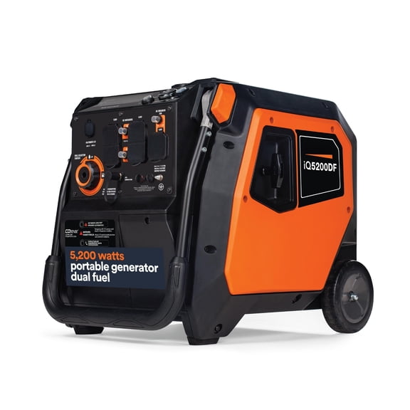 5200W Dual-Fuel Portable Inverter Generator, 3900W Running Power, Gasoline and Propane, Electric Start, CO Sensor, RV Ready, Parallel Capable
