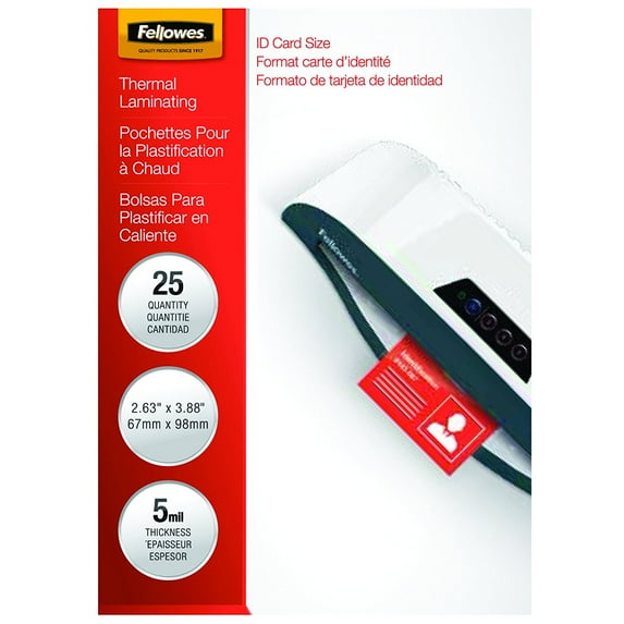 Fellowes ID Tag Punched Glossy Pouches 5 mil 100 pack