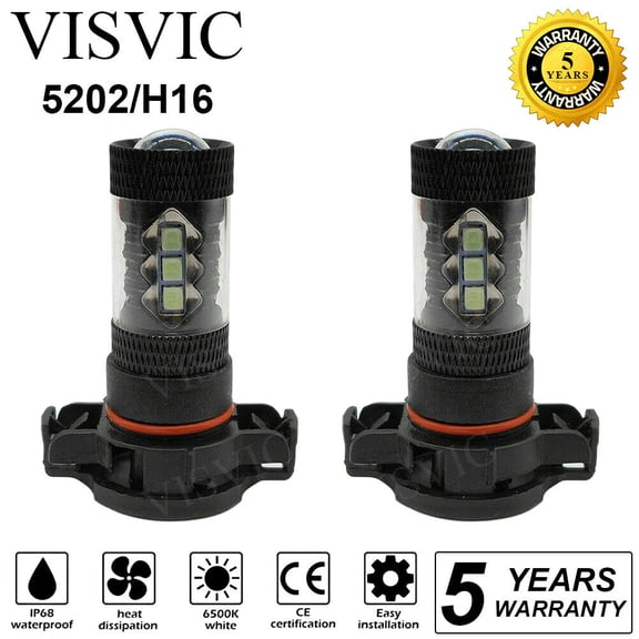 5202 H16 LED Fog Light Bulbs 8000K Ice Blue for 2007-2015 Chevy Silverado 1500