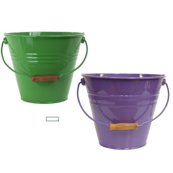 5202E AG-V S-2 Enameled Galvanized Steel Recycling Bin-Storage Container, Apple Green & Violet - Set of 2