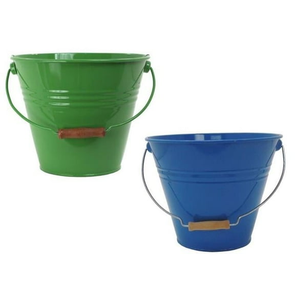 5202E B-AG S-2 Enameled Galvanized Steel Recycling Bin-Storage Container, Blue & Apple Green - Set of 2