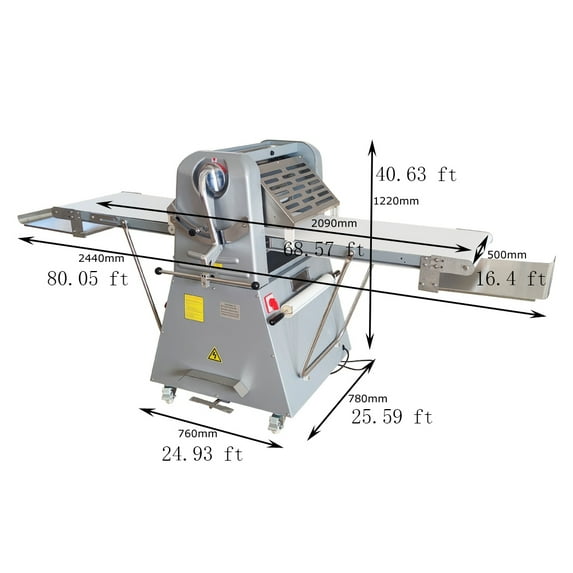 520A Vertical Commercial Danish Pastry Machine Pasta Pizza Dough Roller Sheeter with Foot Control 110V