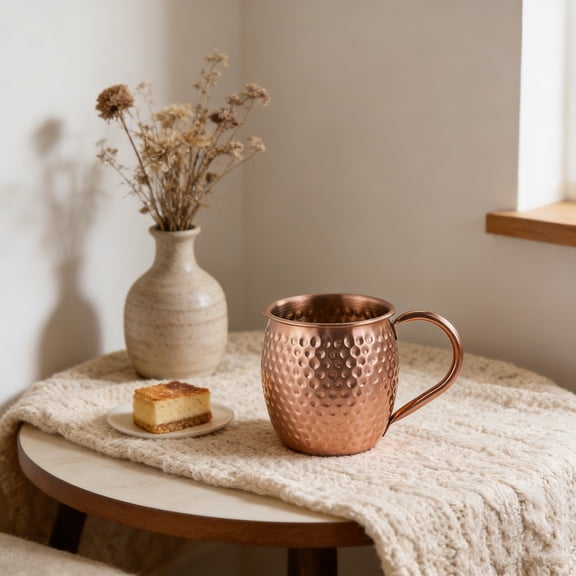 520ML Copper Mug Drum Cup Restaurant Cold Drink Handcrafted Water for Drinking Water