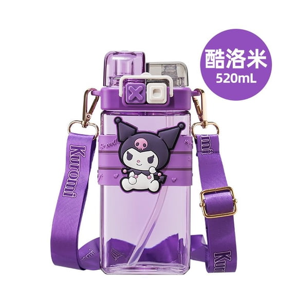 520Ml Water Cup Kuromi Plastic Bottle Double Drinking Cup Cartoon Cute Large Capacity Water Bottle Gift