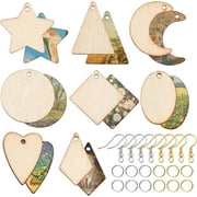 WEIYAN KJ 520Pcs 80 Pairs Unfinished Wooden Earrings Wood Earring Blanks Kit Wood Large Charms 160Pcs Earring Hooks 200Pcs