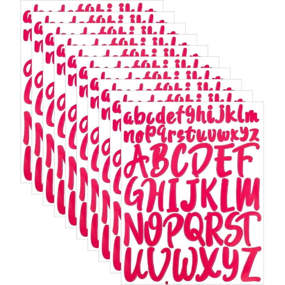 520Pcs Letter Stickers Vinyl Scrapbook Sticky Letter Decals 1 Inch 2 Inch Self-Adhesive Capital & Lowercase Alphabet Stickers Vinyl Letter Decals for Craft Mailboxes, 10Sheets (Red)