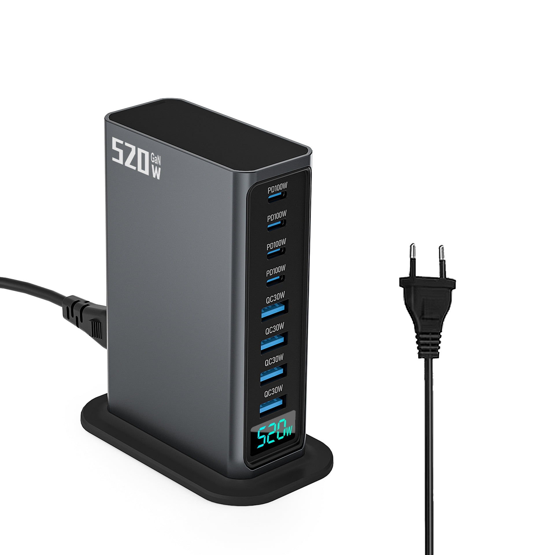 520W Gallium Nitride Charger Multi-Port Desktop Charging Station Fast Charging Head for Apple Laptop Power Adapter