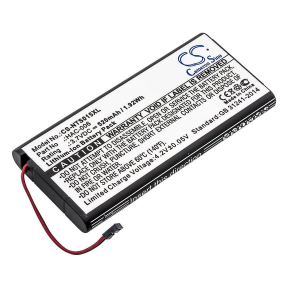 520mAh HAC-006, HAC-BPJPA-C0 High Capacity Battery for Nintendo HAC-015, HAC-016, HAC-A-JCL-C0, HAC-A-JCR-C0 Switch Controller