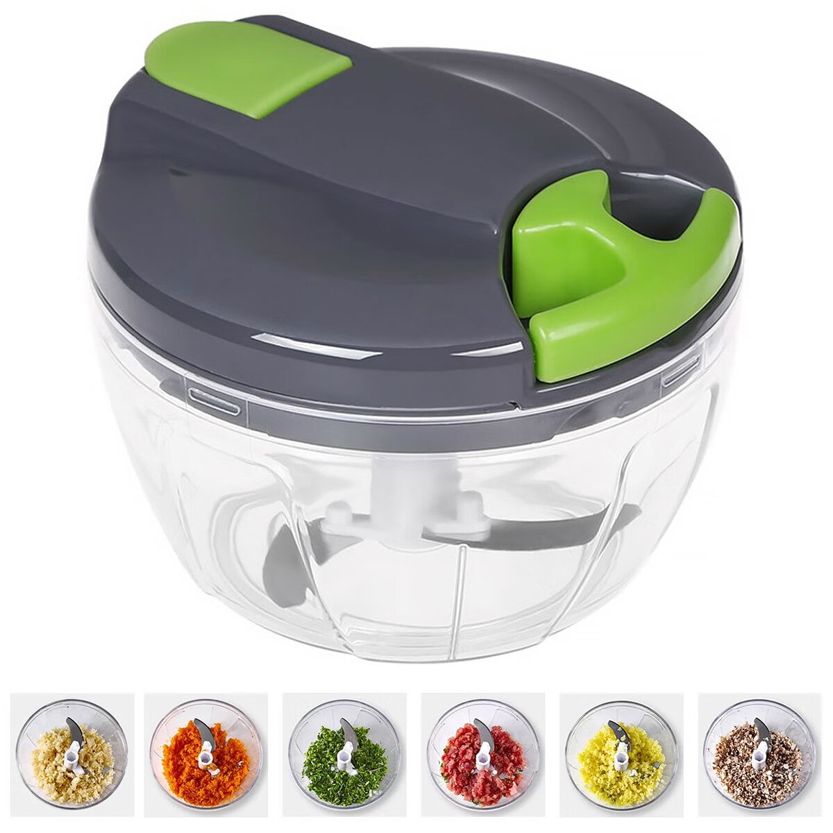 Manual Food Processor Vegetable Chopper, SCSXGO Portable Hand Pull String  Garlic Mincer Onion Cutter for Veggies Fruits Nuts,Durable BPA Free Food