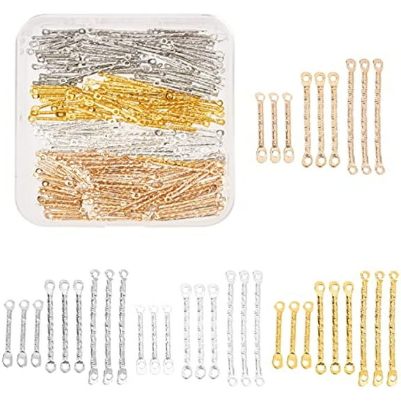 520pcs Earring Links Connectors 12 Style Iron Bar Jewelry Connector 2-Hole Earring Strip Stick Metal Findings Small Rod for DIY Earring Jewelry Making Supplies 15/20/25mm