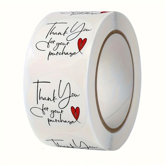 520pcs Elegant White "Thank You" Stickers with Heart Design - Decorative Round Gift Labels,Cute & Fun Handwritten Font for Scrapbooking, Journals,Envelopes & Cards,Envelope Seals,Charming Gift Tags