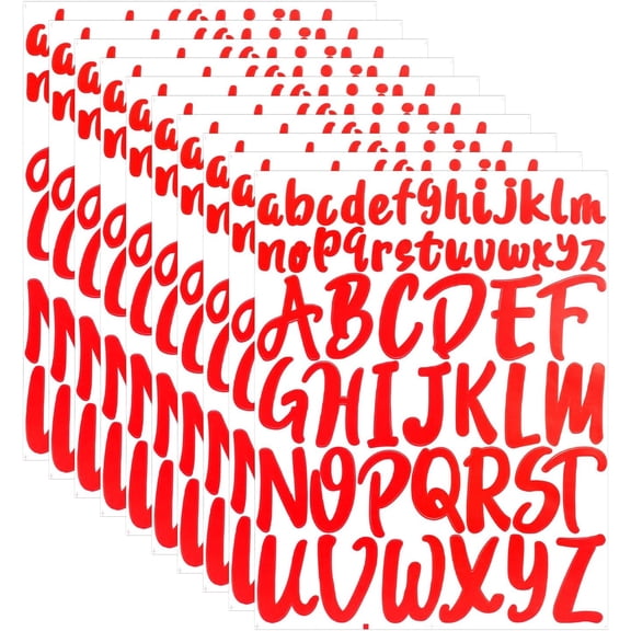 520Pcs Vinyl Alphabet Letter Stickers 10 Sheets Capital Lowercase Red