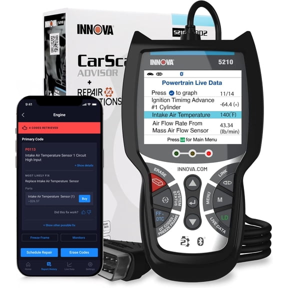 5210 OBD2 Scanner & Engine Code Reader, Battery Tester, Live Data, Oil Reset, Car Diagnostic Tool for Most Vehicles, Bluetooth Compatible with America's Top Repair App
