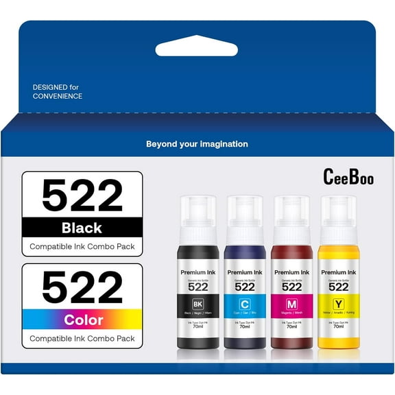 522 High Capacity Refill Ink Bottle Replacement for Epson Compatible 522 Ink Refill Bottle(Not Sublimation Ink)Use for ET-2803 ET-2800 ET-2720,4 Packs