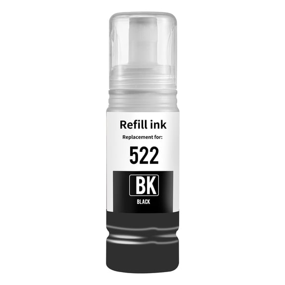 522 black Ink Bottles Compatible for Ecotank 522 Epson ink ET2720 ET2800 ET2803 ET4700 ET2400 ET4800 ET-4810 Printer Ink Refill(1 black)