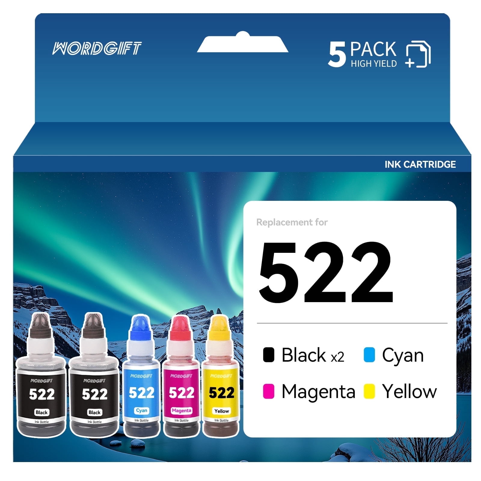 WORDGIFT Replacement for 522 Ink Bottles T522 Ink compatible for Epson ...