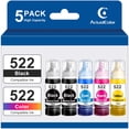 thumbnail image 1 of 522 Ink Refill Bottle Compatible for Epson 522 Ink Bottles for EcoTank ET-2803 2720 4700 2800 4800 Printer, 5 Pack, 1 of 9