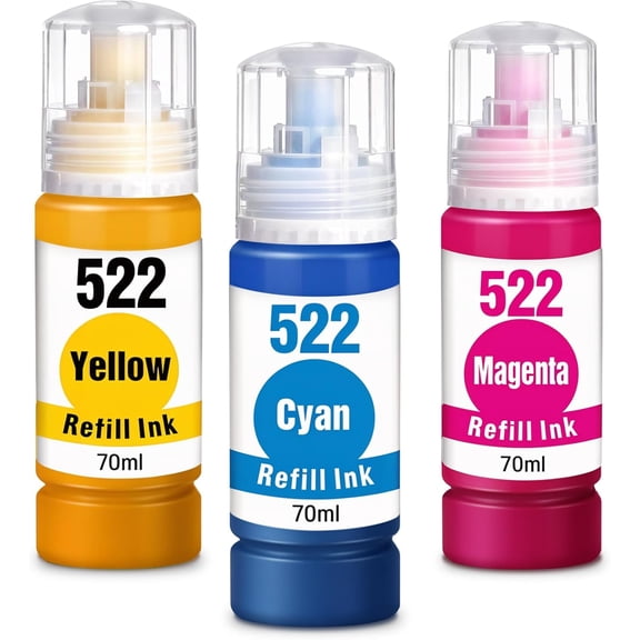 522 Ink Refill Bottles High Capacity (6 Bottles) ET-2800 ET-2400 ET-4800 Replacements for Epson 522 Ink Compatible for Epson Ecotank ET-2800 ET-2400 ET-2803 ET-2720 ET-4700 ET-4810 Printer Ink