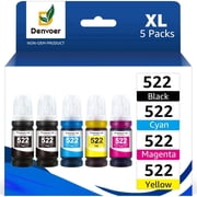 522 Ink Refill Kit Compatible for Epson 522 Ink Bottles Use for Epson EcoTank ET-2803 Wireless All-in-One Cartridge-Free Printer 5 Pack