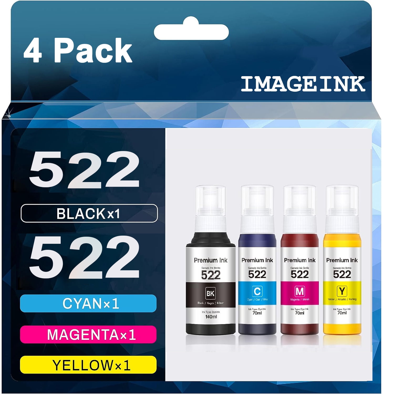 522 Ink for Epson 522 Ink Refill Bottle for Epson EcoTank ET2720 ET