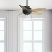 Hunter 44 inch Indoor Ceiling Fan with LED Light and Remote Control - Black Ceiling Fan, Standard Mount, 5 Blades, For Bedroom, Living Room, or Kitchen, Quiet - Margo 52289, Matte Black