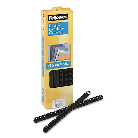 Fellowes, FEL52323, 19-ring Plastic Comb Binding, 25 / Pack, Black