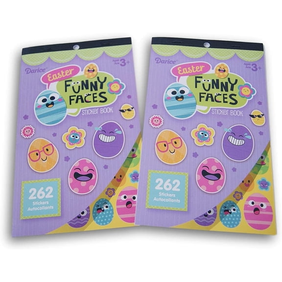 524 Easter Stickers (2 Books) - Funny Faces - emoji expression like egg stickers!