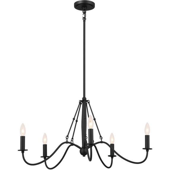 5 Light Medium Chandelier In Homestead Style-16.5 Inches Tall And 31.25 Inches Wide-Textured Black Finish -Traditional Installation Kichler
