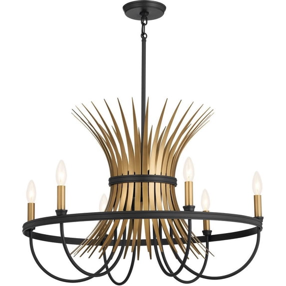 52458BK Kichler Lighting Baile - 6 Light Medium Chandelier In Homestead Style-19.5 Inches Tall and 29.25 Inches Wide-Black Finish -Traditional