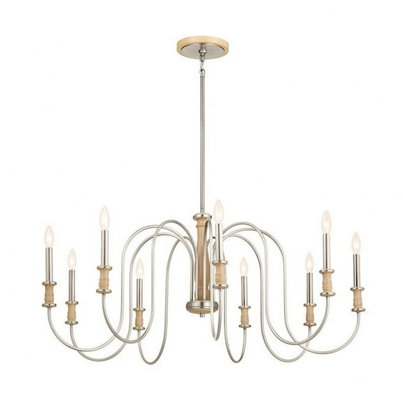 9 Light Large Chandelier In Homestead Style-19.25 Inches Tall And 42 Inches Wide-Brushed Nickel Finish    -Traditional Installation Kichler Lighting