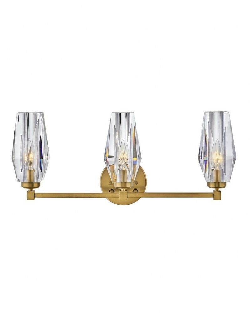 Heritage Brass 3-Light Dimmable Vanity with Faceted Crystal Shades