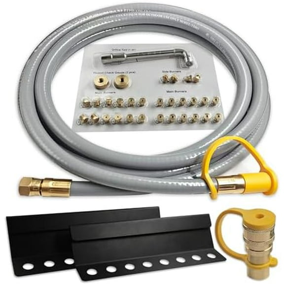 5249 5395 Natural Gas Conversion Kit for Blackstone Grill 28" 30" 36" Griddle, Propane to Natural Gas Conversion Kit with Wind Guards for Blackstone Replacement Parts, 10 FT, 3/8" ID Natural Gas Hose