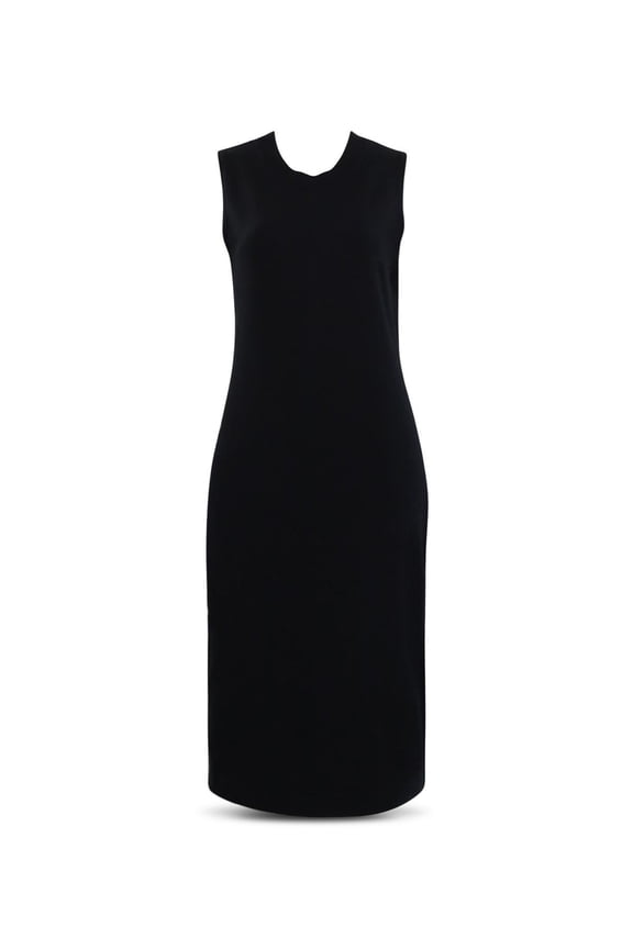 Womens Sleeveless Knee Midi Dress Black L