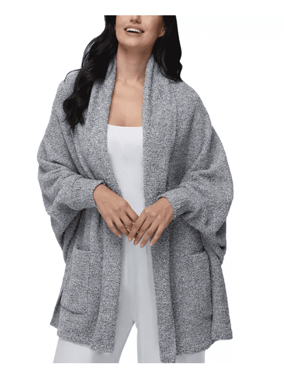 525 Women's The Cozy Open Front Wrap Gray L/XL