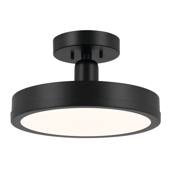 KICHLER Riu 14.25 in. 1-Light Black Hallway Modern Integrated LED Semi-Flush Mount Ceiling Light
