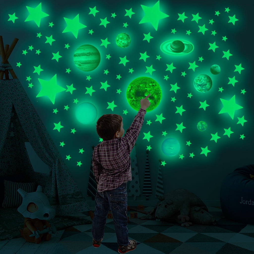 525PCS Luminous Wall Stickers Solar System Planets Stars Glow in the Dark Stickers for Kids Room Decoration