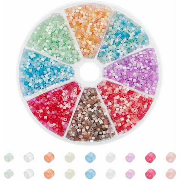 5280 Pcs Glass Seed Beads 2.5mm 8 Colors Glass Bugle Beads Waist Beads Multicolor Round Mini Spacer Beads for DIY Making