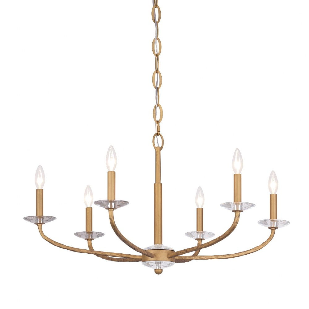 Ashen Gold 6-Light Chandelier with Clear Crystal Accents