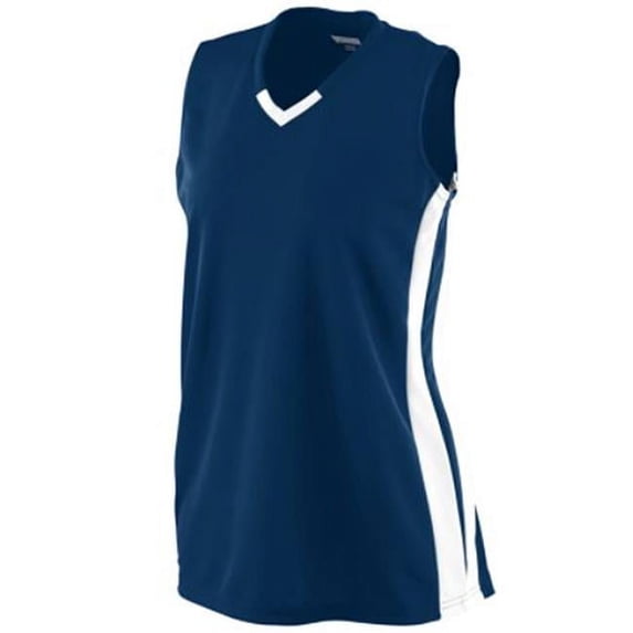 528A Girls Wicking Mesh Powerhouse Jersey, Navy & White, Large