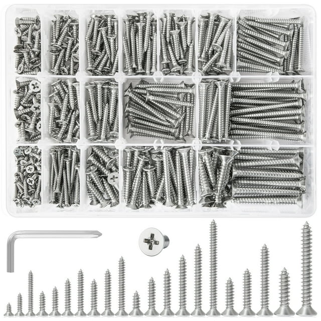 528Pcs Self Tapping Wood Screws Assortment Kit 46781012,304