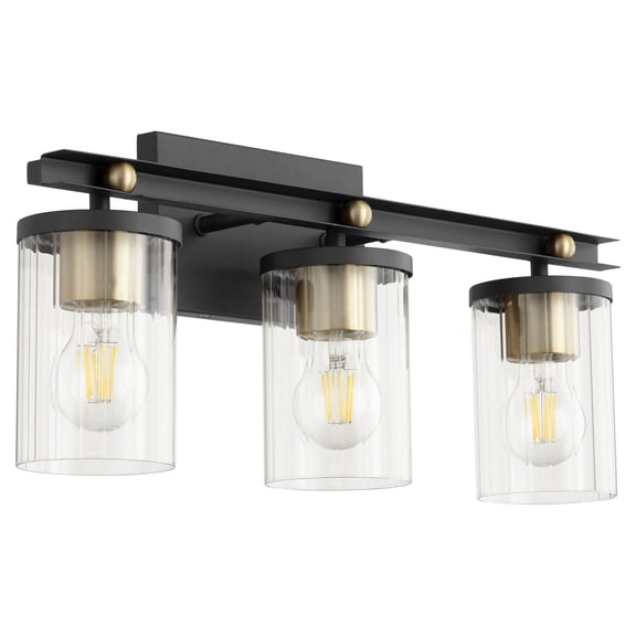 Empire 3 - Light Textured Black And Aged Brass Brass Contemporary / Mid Century Modern Glass Wall Sconce