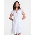 thumbnail image 1 of Time and Tru Women's Eyelet Embroidery Cotton Mini Dress with Flutter Sleeves, Sizes XS-XXXL, 1 of 6