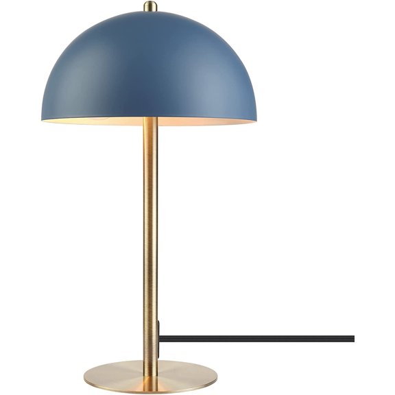 52942 15" Blue with Brass Accents, in-Line On/Off Rocker Switch, Ideal for Bedroom, Office Decor, Home Essentials, Reading Light, LED Bulb Compatible