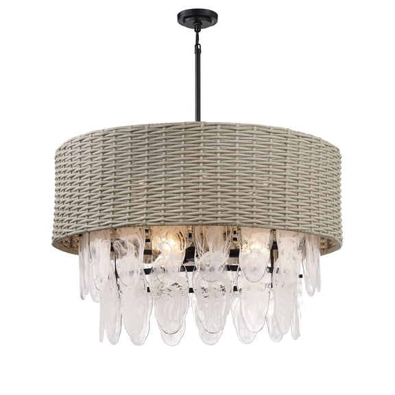 Minka Lavery 5297-66A Breaker Isle 9 Light 33" Wide Crystal Pendant - Coal