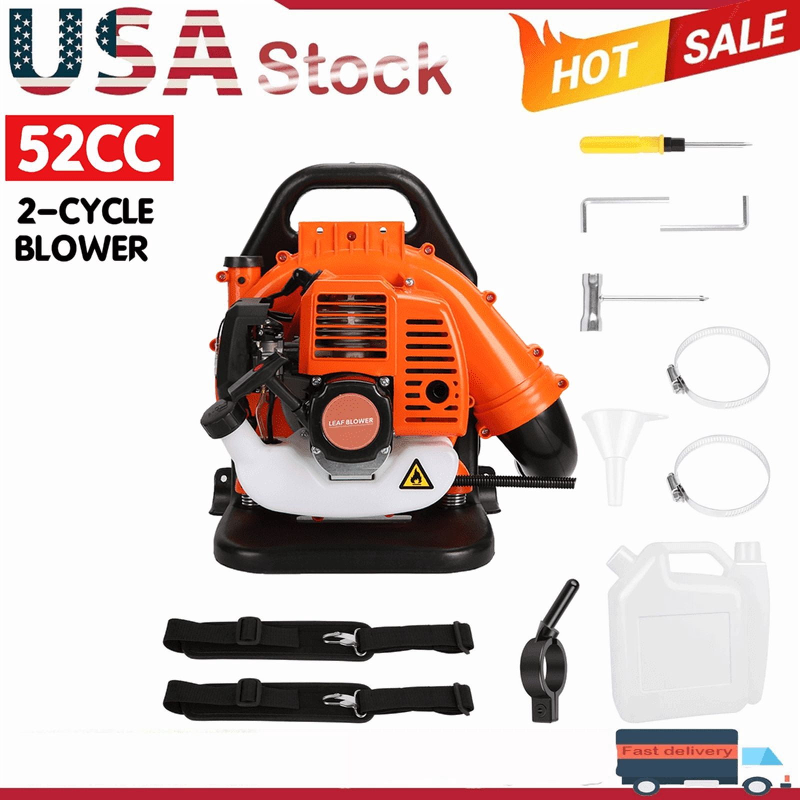 Gasoline Backpack 52CC 1.7 HP 2 Stroke Backpack Gas Powered Leaf Blower, High Strength ...