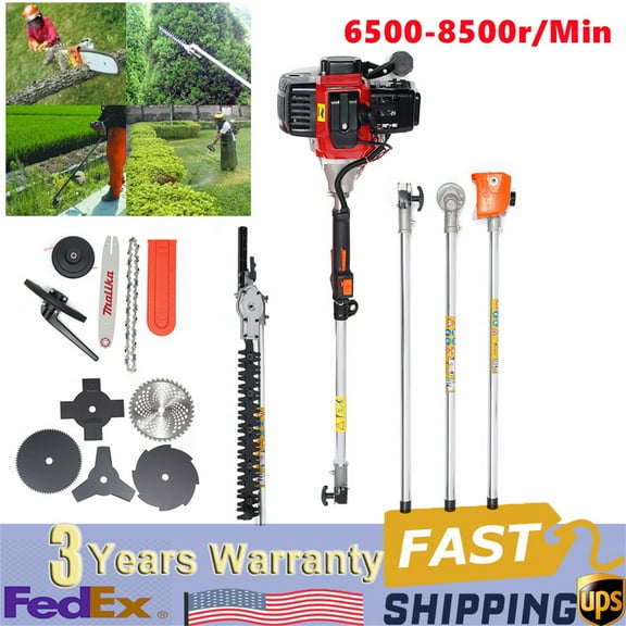 52CC 10-in-1 Gas String Trimmer 2-Stroke Brush Cutter Straight Shaft Weed Eater