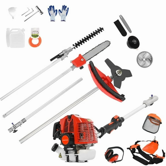 52CC 2-Cycle Gas Weed Wacker, 5 in 1 Gas Weed Eater, 2025 Upgraded Weed Eater Gas Powe, 9500rpm High Power Gas String Trimmer, Brush Cutter for Yard, Garden