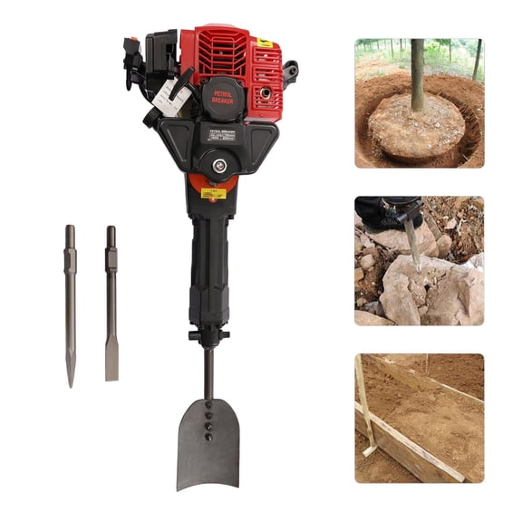 52CC 2 Strok Gas Powered Excavator Garden Tree Digger Shovel Rock Drill Machine