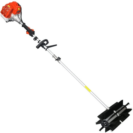 52CC 2 Stroke 2.4HP Gas Power Broom Sweeper, 24" X 9" Brush Snow Sweeper Brush Machine, Outdoor Handheld Driveway Turf Lawns Artificial Grass Power Brush