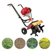 52CC 2-Stroke Gas-Powered Garden Farmyard Tiller, Hand-pull Recoil Tilling Rototiller for Suburb